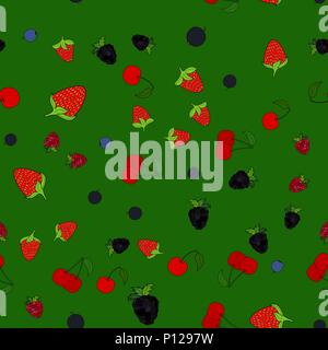 abstract vector doodle berry seamless pattern Stock Vector