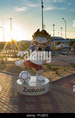 Sochi, Russia-June 9, 2018: Sports symbol of the 2018 FIFA world Cup on the city's waterfront. Stock Photo