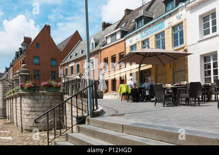 Restaurants and cafe in Cassel, France Stock Photo
