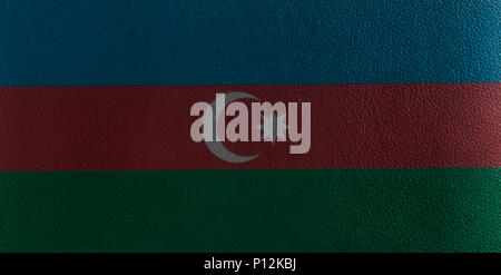 Azerbaijan flag on leather texture background close up . Stock Photo