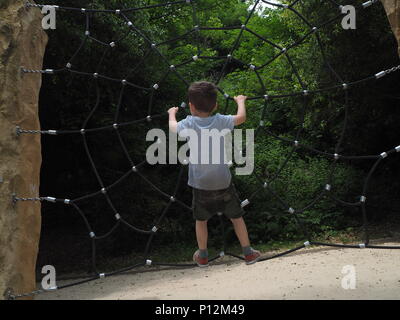 Young boy playing in park Stock Photo