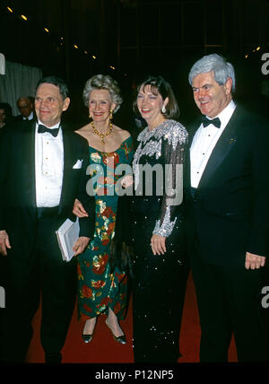 Washington DC, USA, December 3, 1995 Ted Hartley his wife Dina Merrill, Mary Anne Gingrich and Speaker of the House Newt Gingrich arrive at the John F. Kennedy Center For The Prefroming Arts to attend the annual Kennedy Center Honors program Stock Photo
