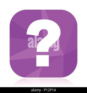 Question mark flat vector icon. Ask violet web button. Answer internet square sign. Unknown modern design symbol in eps 10. Stock Vector