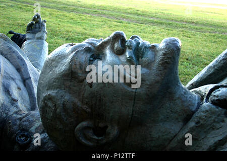 Statues of Lenin and Petru Groza, abandoned after the Romanian anticommunist Revolution of 1989 Stock Photo