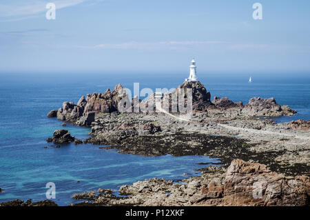 Beautiful La Corbière Lighthouse in  St. Brelade - Jersey, Channel Islands Stock Photo