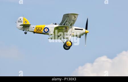 Hawker Nimrod II, (G-BURZ), K3661 flying at Fly Navy airshow at Shuttleworth on the 3rd June 2018 Stock Photo