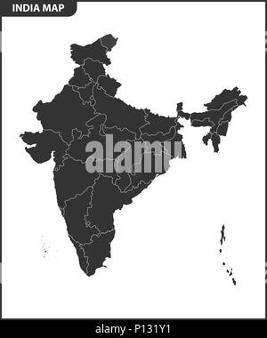 The detailed map of the India with regions or states. Administrative division. Stock Vector