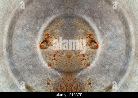 Rusty galvanized iron with circles. Stock Photo