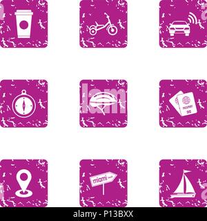 Stage icons set, grunge style Stock Vector