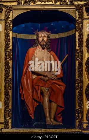 Sculpture of the Ecce-Homo by Gregorio Fernández, which is actually a Christ crowned with thorns, in the church of Santa Vera Cruz, Valladolid, Spain, Stock Photo