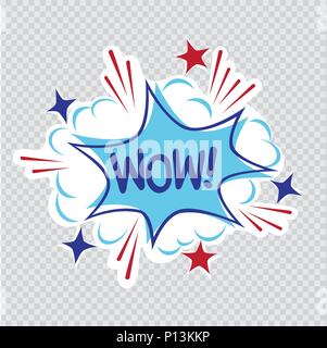 wow cartoon illustration transparent Stock Vector