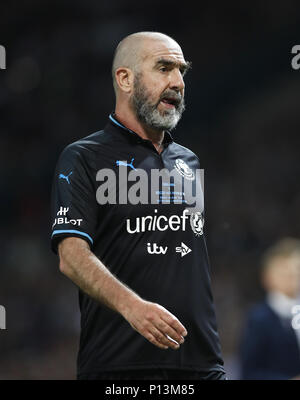 World XI s Eric Cantona after the final whistle during the UNICEF Soccer Aid match at Old Trafford Manchester Stock Photo Alamy