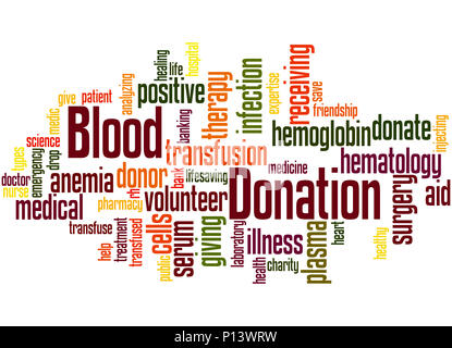 Blood donation, word cloud concept on white background. Stock Photo