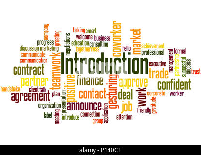 Introduction, word cloud concept on white background. Stock Photo