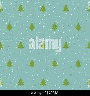 Seamless pattern with Christmas tree. Winter forest. Stock Vector