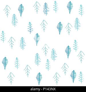 Seamless abstract Christmas trees pattern, winter Stock Vector