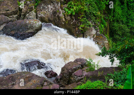 Haew Narok Waterfall located in deep forest at Khao yai National Stock Photo