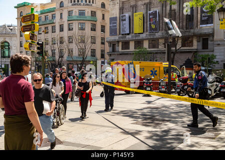 Police, ambulances and firefighters were deployed in the city by a gas leak Stock Photo