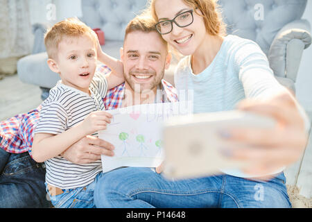 Taking Selfie on Fathers Day Stock Photo