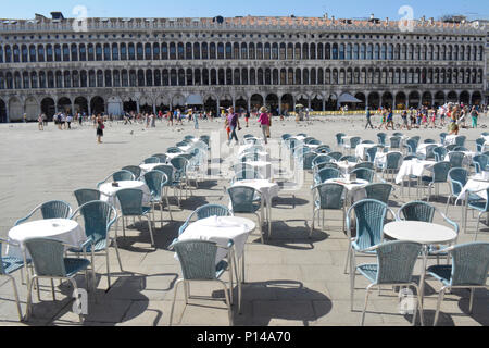 Restaurant seating area outdoor in san polo Venice Italy Europe Stock Photo