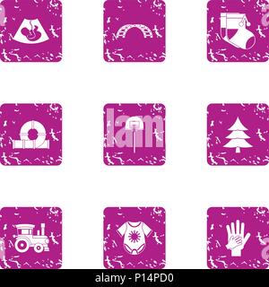 Descendant icons set, grunge style Stock Vector