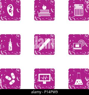 Sanitary doctor icons set, grunge style Stock Vector
