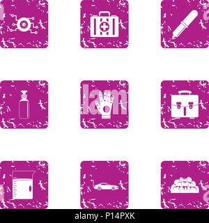 Sanitary icons set, grunge style Stock Vector