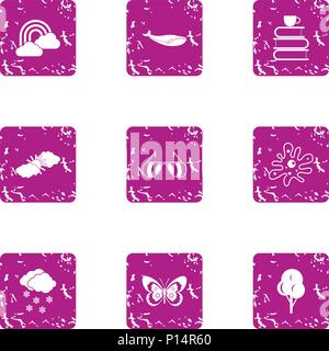 Blot icons set, grunge style Stock Vector