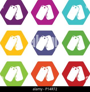Paintball sport badge icons set 9 vector Stock Vector