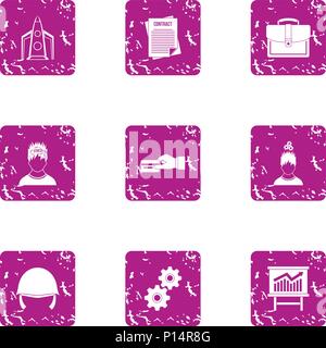 Agreement icons set, grunge style Stock Vector