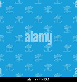 Beach wooden direction sign pattern vector seamless blue Stock Vector