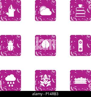 Thaw icons set, grunge style Stock Vector