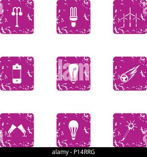 Highlight light icons set, grunge style Stock Vector