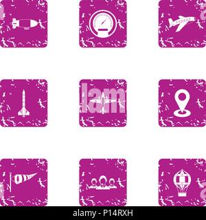 Air service icons set, grunge style Stock Vector