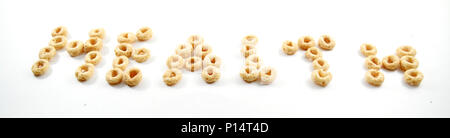 The word 'health' spelled out in cereal - isolated Stock Photo