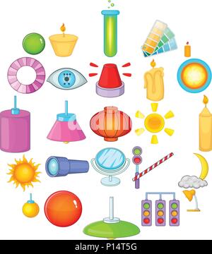 Lighting icons set, cartoon style Stock Vector