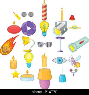 Shine icons set, cartoon style Stock Vector