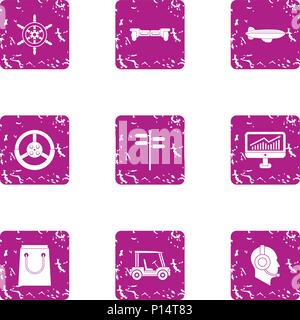 Warehouse management icons set, grunge style Stock Vector
