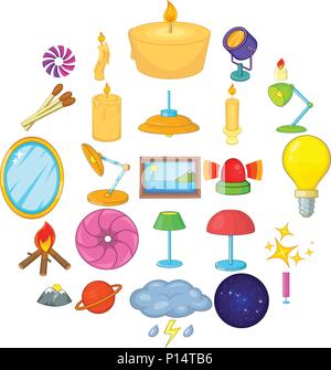 Light icons set, cartoon style Stock Vector