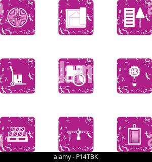 Unit icons set, grunge style Stock Vector
