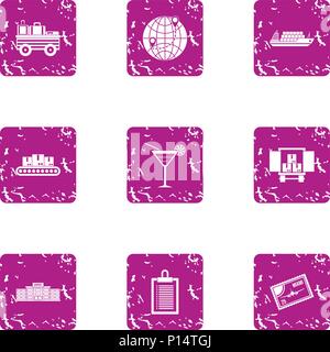 International shipping icons set, grunge style Stock Vector