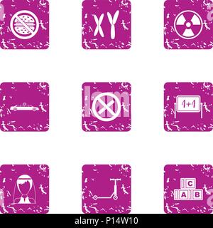 Change life icons set, grunge style Stock Vector