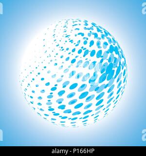 Abstract glowing halftone dotted blue sphere vector symbol Stock Vector