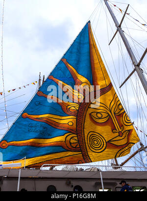 Tall Ships Race 2008. Bergen, Norway - August 2008. Sail on Capitan Miranda, schooner from Uruguay. Decorated by Carlos Páez Vilaró. Stock Photo