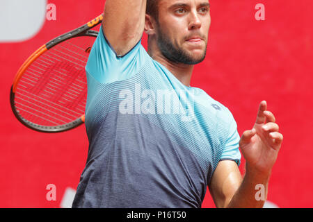 Serbian tennis player LASLO DERE is seen during the final match of the ...