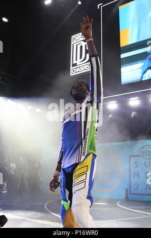 East Rutherford, NJ, USA. 10th June, 2018. Meek Mill at Hot 97 Summer Jam 2018 at MET Life Stadium in East Rutherford, New Jersey on June 10, 2018. Credit: Walik Goshorn/Media Punch/Alamy Live News Stock Photo