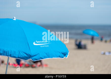 Bournemouth, UK. 11th June 2018. Beach parasol on Bournemouth beach and seafront. Credit: Thomas Faull/Alamy Live News Stock Photo