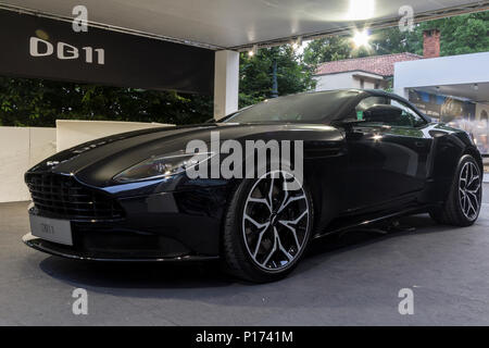 Italy. 10th June, 2018. An Aston Martin DB11 during Vintage and exclusive cars meeting takes place on last day of Parco Valentino car show in Turin, Italy. Credit: Marco Destefanis/Pacific Press/Alamy Live News Stock Photo