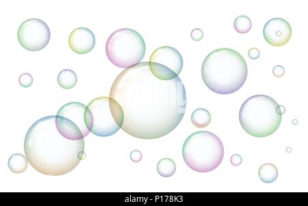 Design soap bubbles on a white background Stock Vector