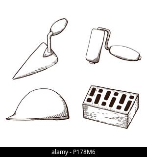 A set of construction tools Stock Vector